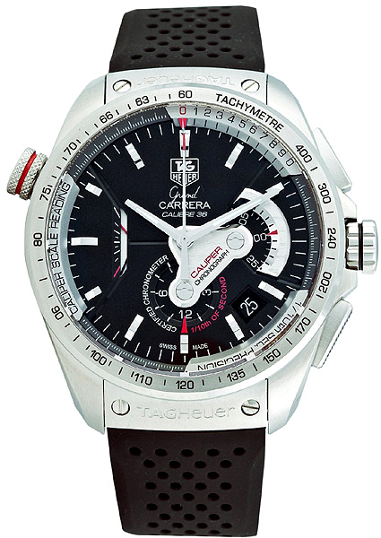 TAG Heuer Watches : CAV5115.FT6019 Calibre 36 RS Caliper Automatic Chronograph Black Rubber Men Watch