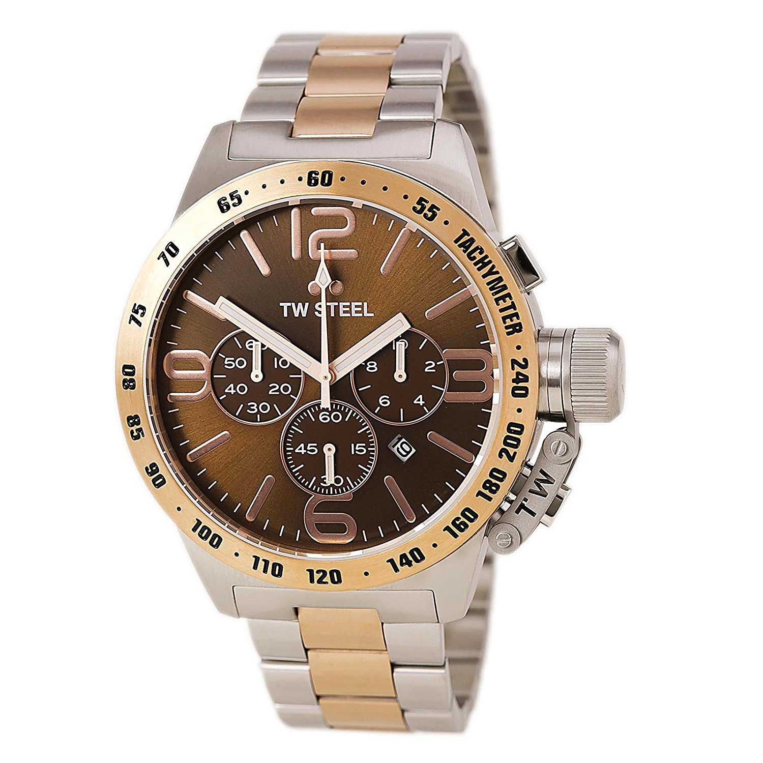 TW Steel Watches : CB154 Brown Dial Chronograph Date Stainless Steel Men Watch