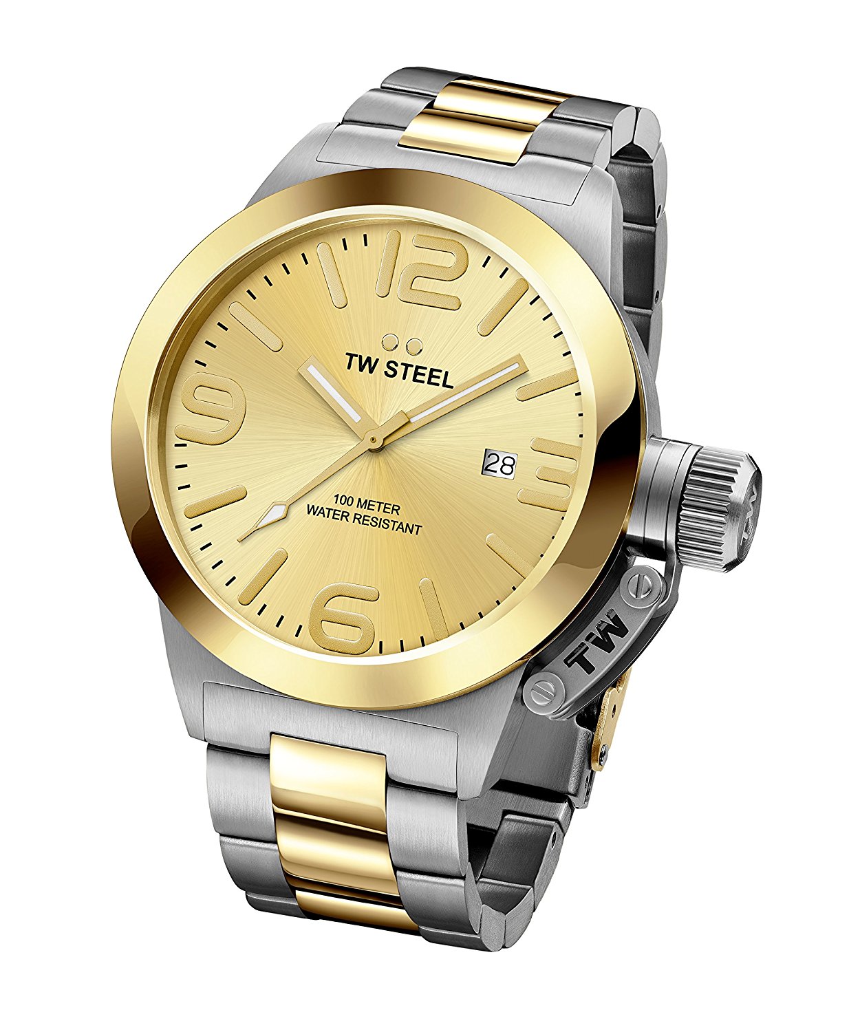 TW Steel Watches : CB52 Gold Dial Stainless Steel Band Men Watch