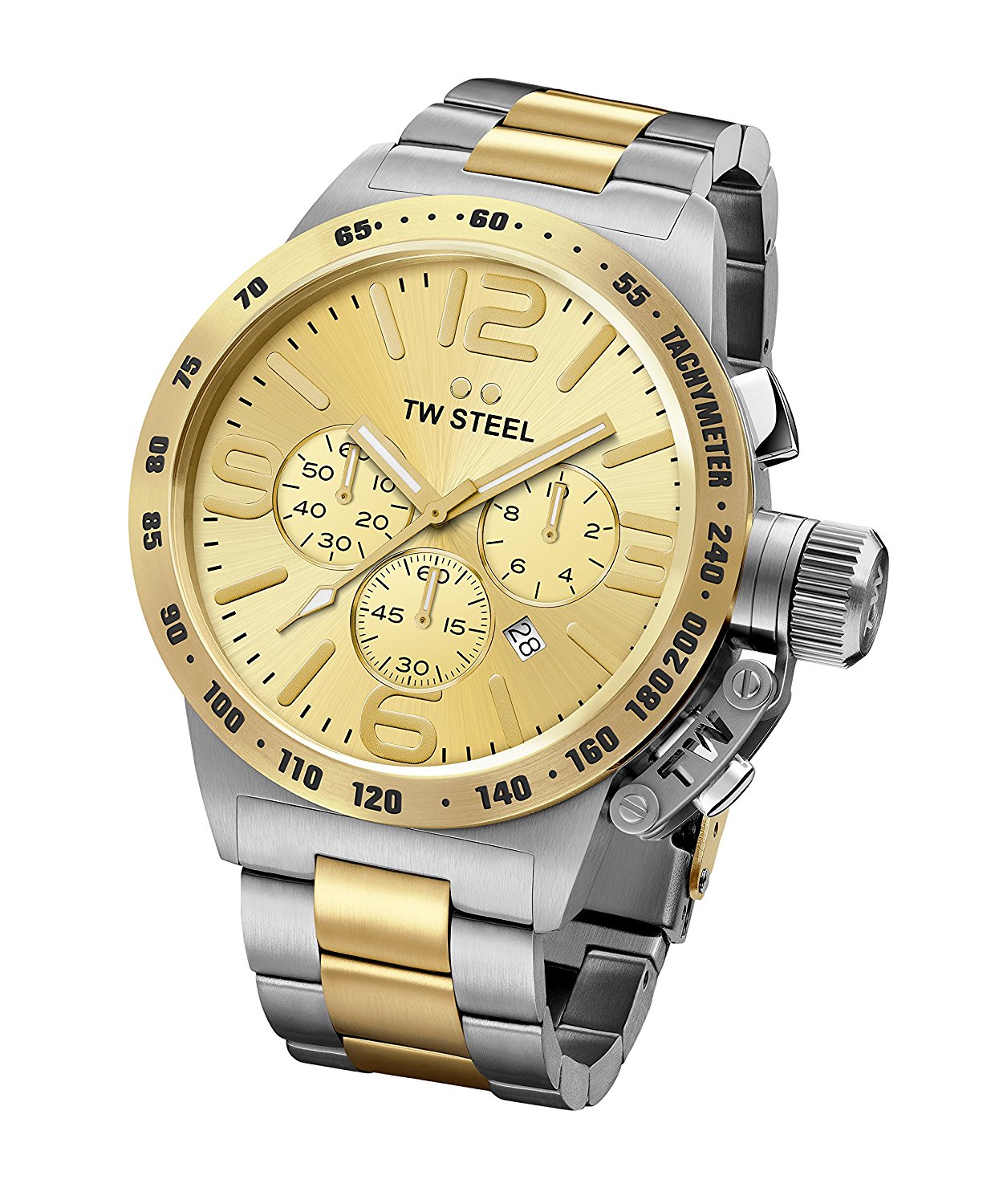 TW Steel Watches : CB54 Gold Dial Stainless Steel Band Men Watch