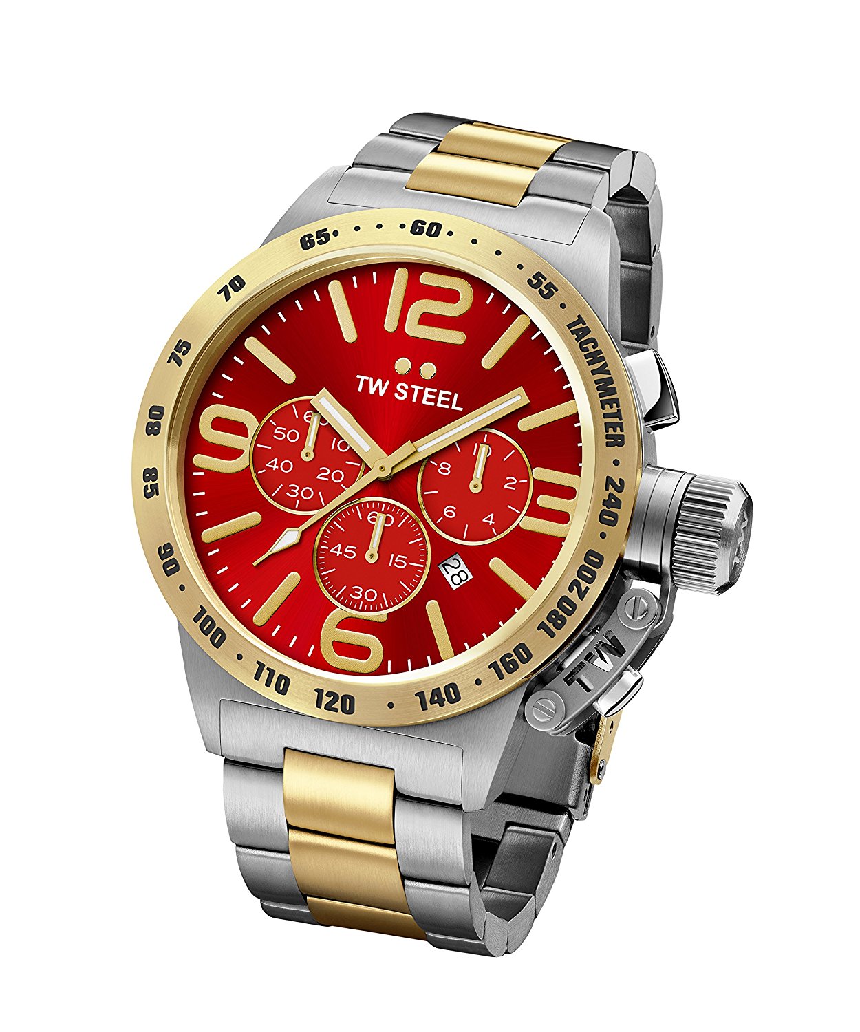 TW Steel Watches : CB73 Red Dial Stainless Steel Band Men Watch