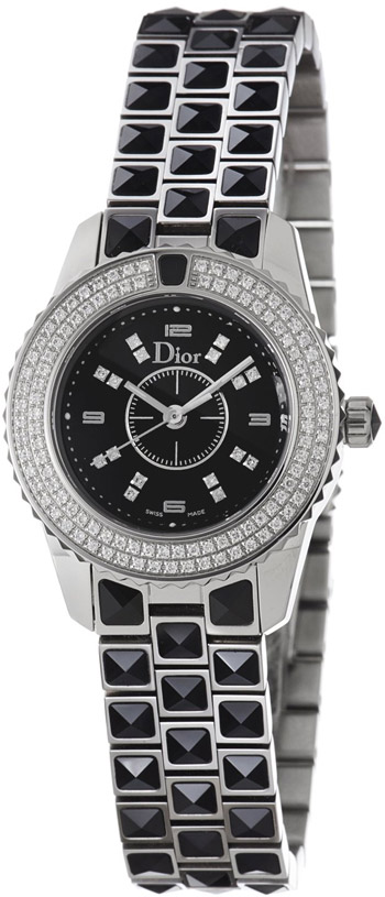 Christian Dior Watches : CD112119M001 Quartz Stainless Steel - Polished Black Diamond Dial Stainless Steel Band Women Watch