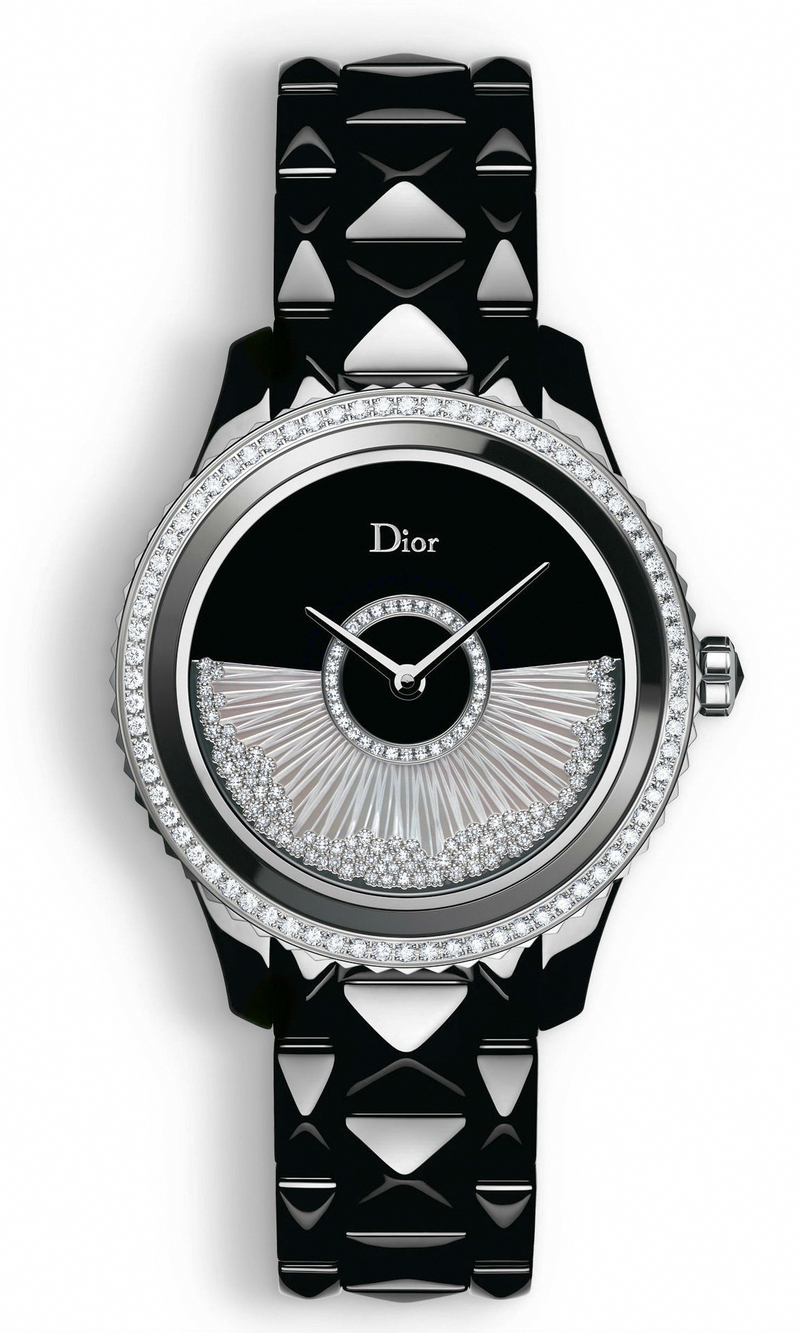 Christian Dior Watches : CD124BE3C003 Automatic Black Mother of Pearl Diamond Dial Diamond Bezel Black Ceramic Women Watch