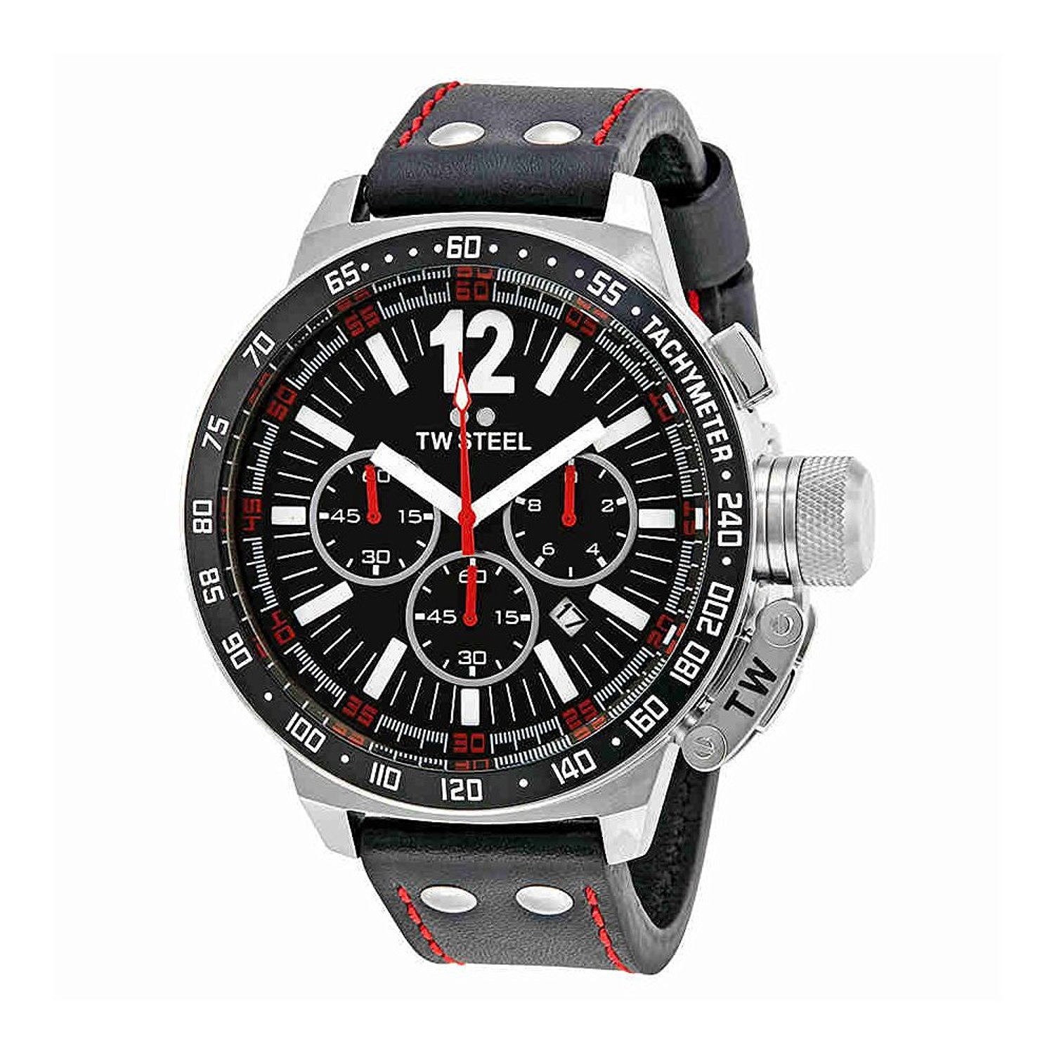 TW Steel Watches : CE1016R Black Dial Fixed Black Ion-plated With Tachymeter Scale Band Men Watch