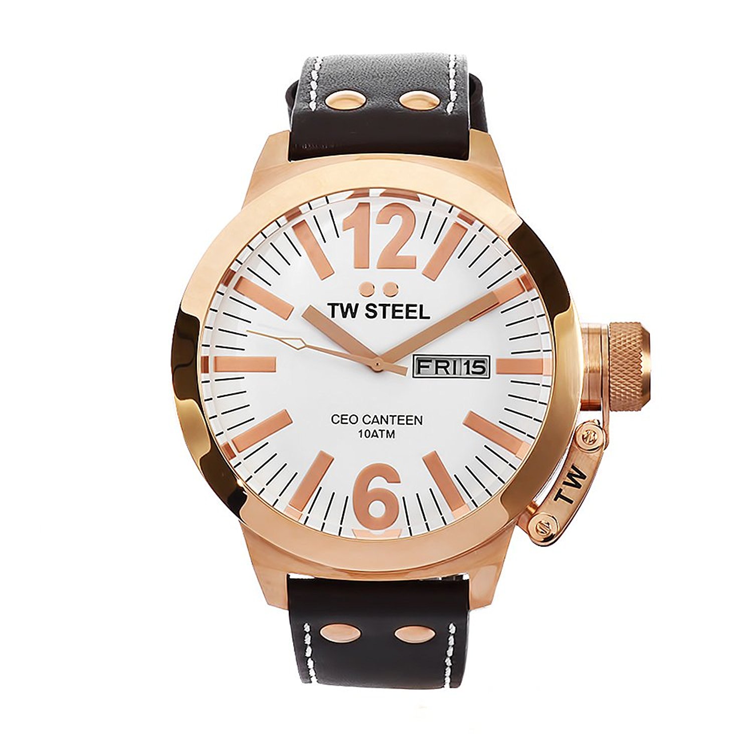 TW Steel Watches : CE1018 Quartz Analog Day Date Brown Leather Men Watch