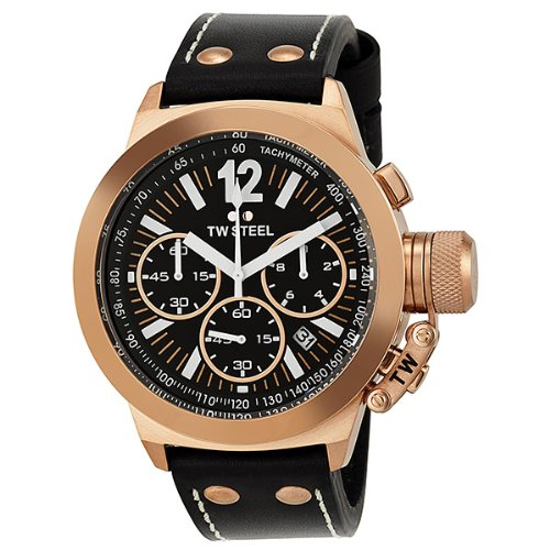 TW Steel Watches : CE1023R Black Dial Fixed Rose Gold Pvd Band Men Watch