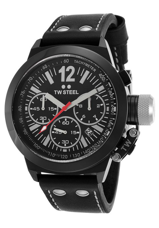 TW Steel Watches : CE1033R Quartz Chronograph Black Dial Date Black Leather Men Watch