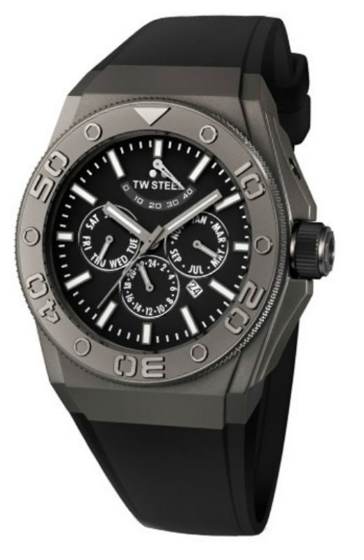 TW Steel Watches : CE5001_tw_steel Automatic Black Dial Day Date Month Black Silicone Men Watch