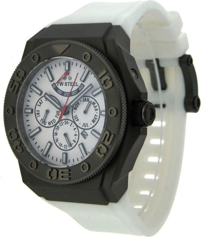 TW Steel Watches : CE5002_tw_steel Automatic White Dial Day Date Month White Silicone Men Watch
