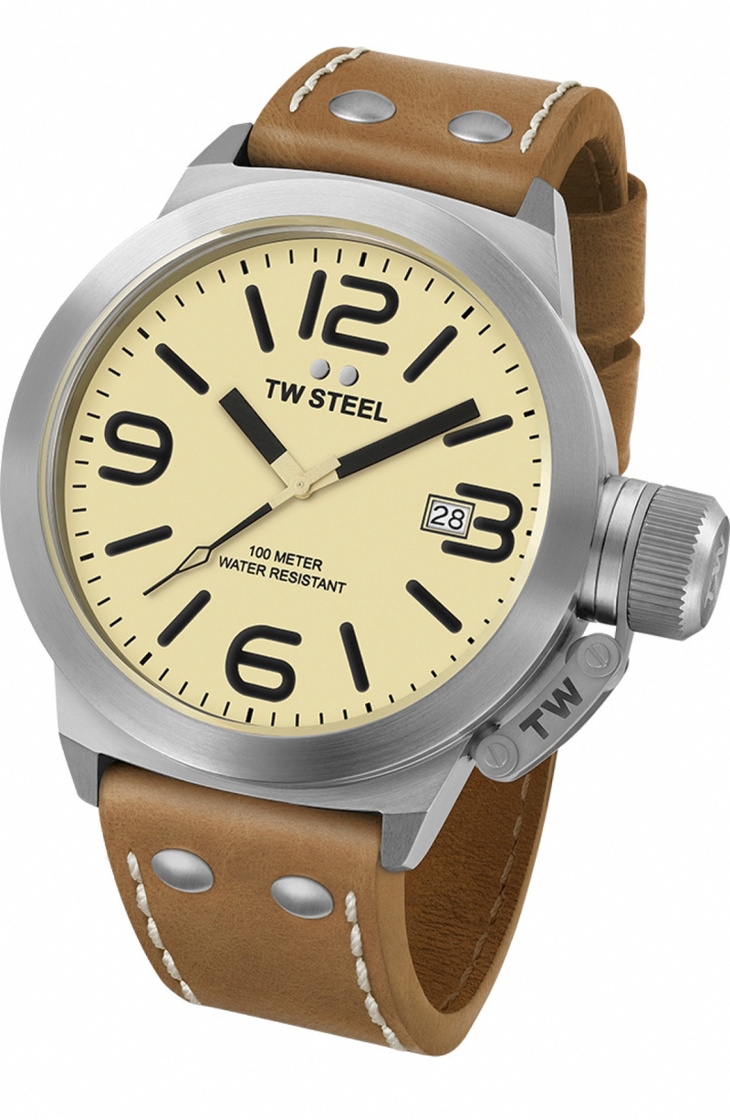 TW Steel Watches : CS12 Quartz Analog Date Brown Leather 50mm Men Watch