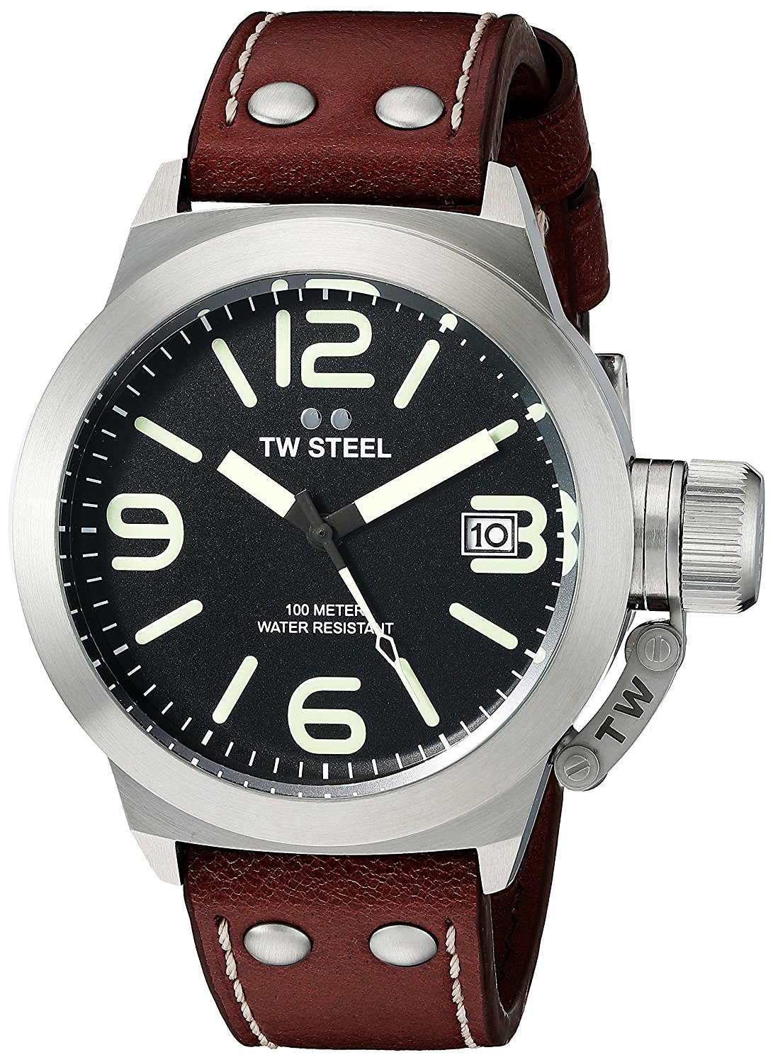 TW Steel Watches : CS21 Black Dial Date Brown Leather Men Watch
