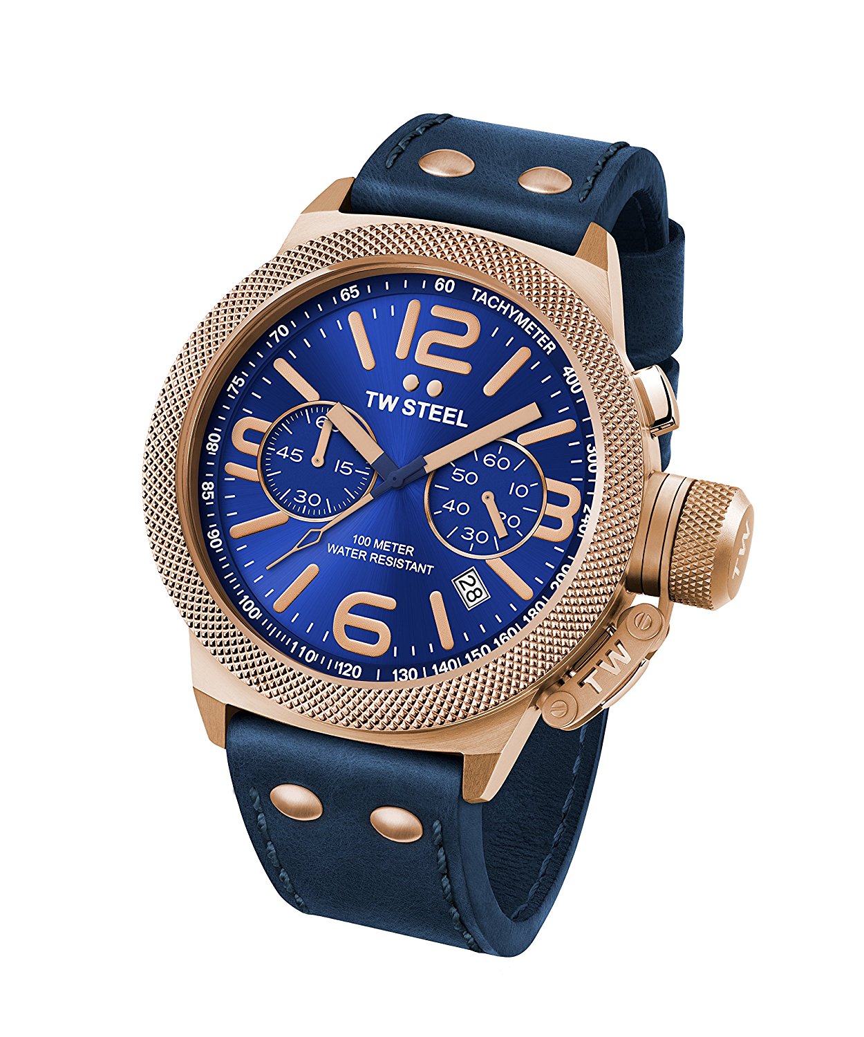 TW Steel Watches : CS63 Quartz Chronograph Date Blue Leather Men Watch