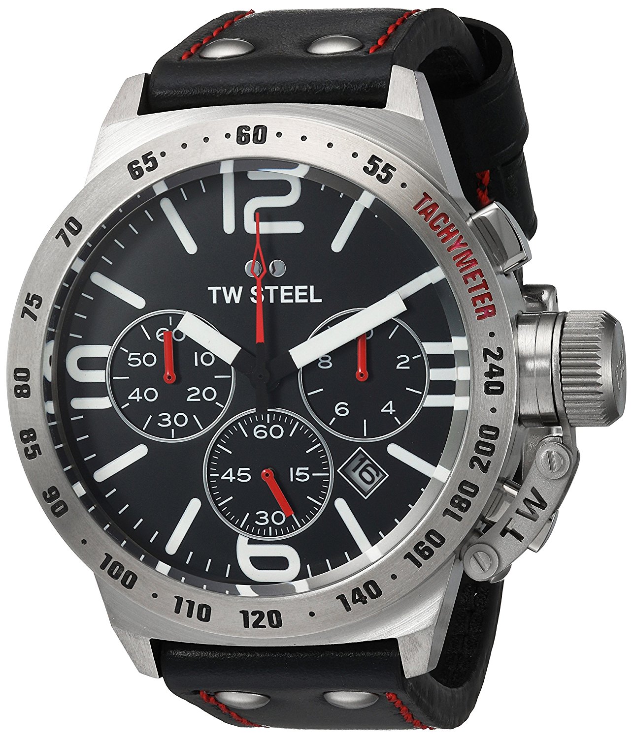 TW Steel Watches : CS9 Quartz Chronograph Date Black Leather Men Watch