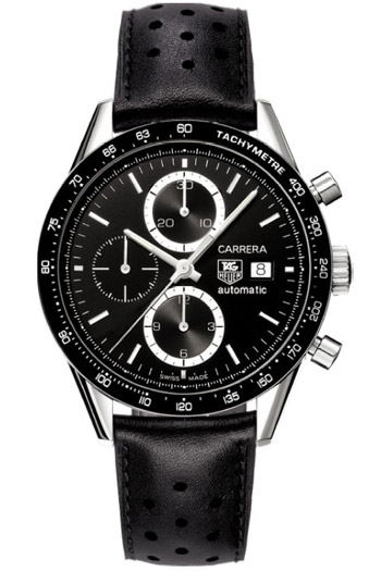 TAG Heuer Watches : CV2010.FC6205 Automatic Chronograph Date Black Leather Men Watch