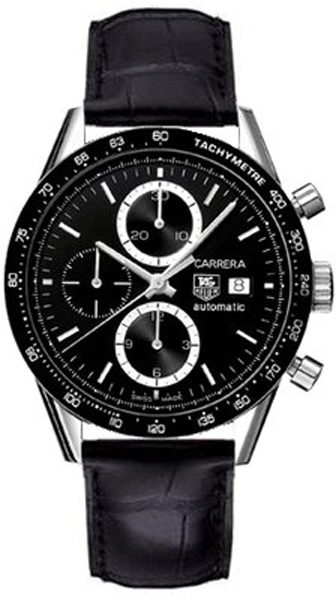 TAG Heuer Watches : CV2010.FC6266 Automatic Black Dial Stainless Steel Case With Black Leather Strap Men Watch