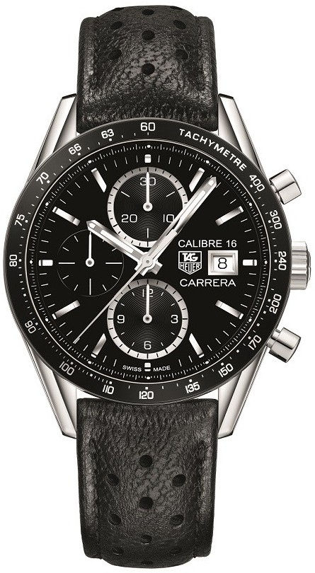 TAG Heuer Watches : CV201AJ.FC6357 Automatic Calibre 16 Chronograph Date Black Leather Men Watch