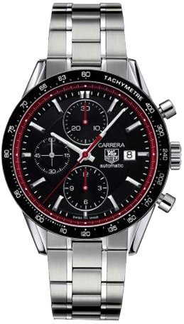 TAG Heuer Watches : CV201Z.BA0794 Automatic Black Dial, Red Hand Seconds, Stainless Steel Case And Bracelet Men Watch