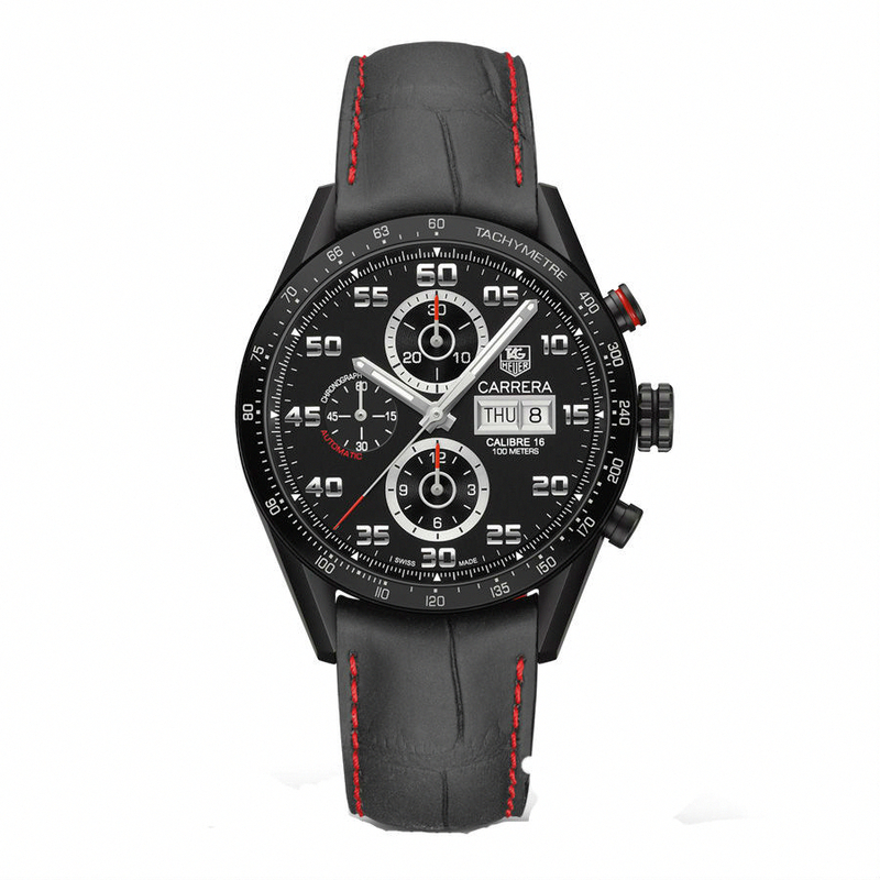 TAG Heuer Watches : CV2A81.FC6237 Automatic Calibre 16 Chronograph Day Date Black Leather Men Watch
