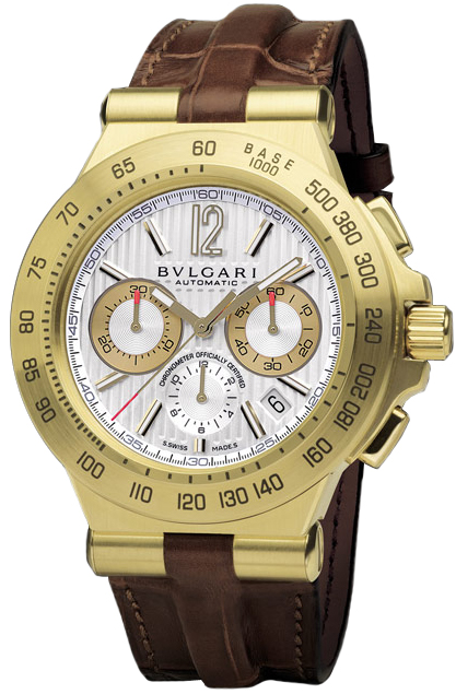 Bvlgari Watches : DP42C6GLDCH Automatic Chronograph 18ct Yellow Gold Case Brown Leather Men Watch