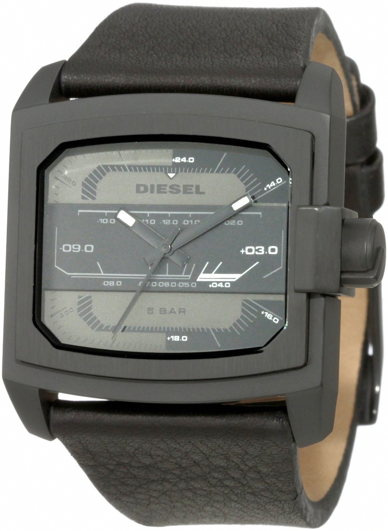 Diesel Watches : DZ1463 Quartz Black Leather Strap Men Watch