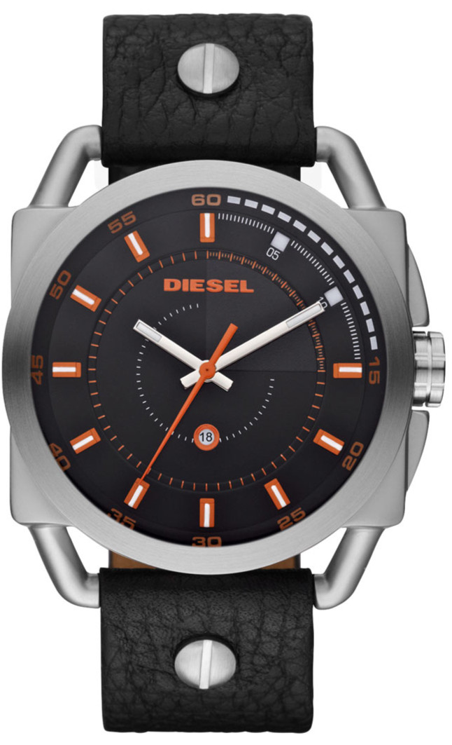 Diesel Watches : DZ1578 Quartz Analog Date Black Leather Strap Men Watch