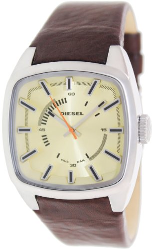 Diesel Watches : DZ1621 Quartz Beige Dial Date Brown Leather Men Watch