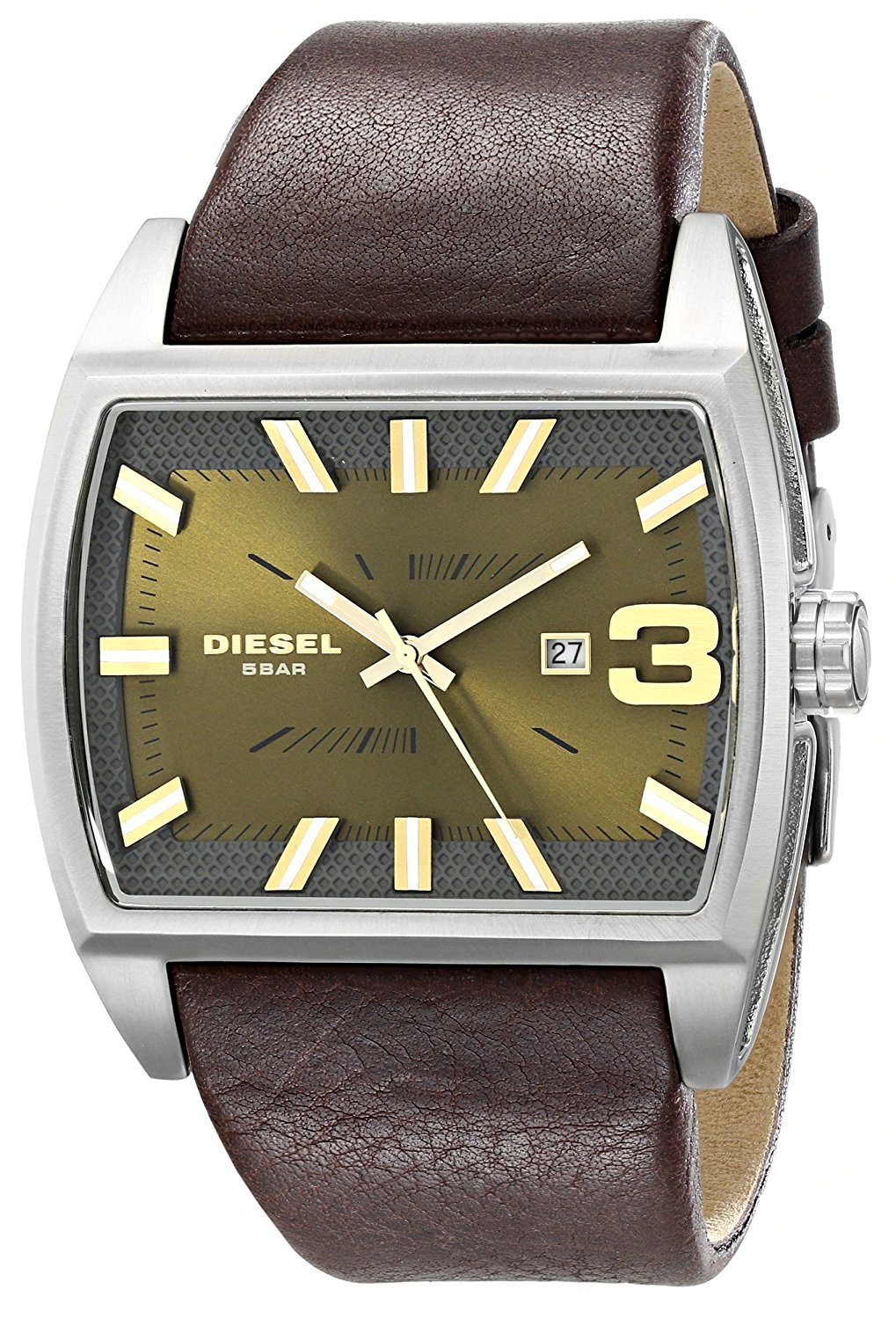 Diesel Watches : DZ1675 Quartz Green Dial Date Brown Leather Men Watch
