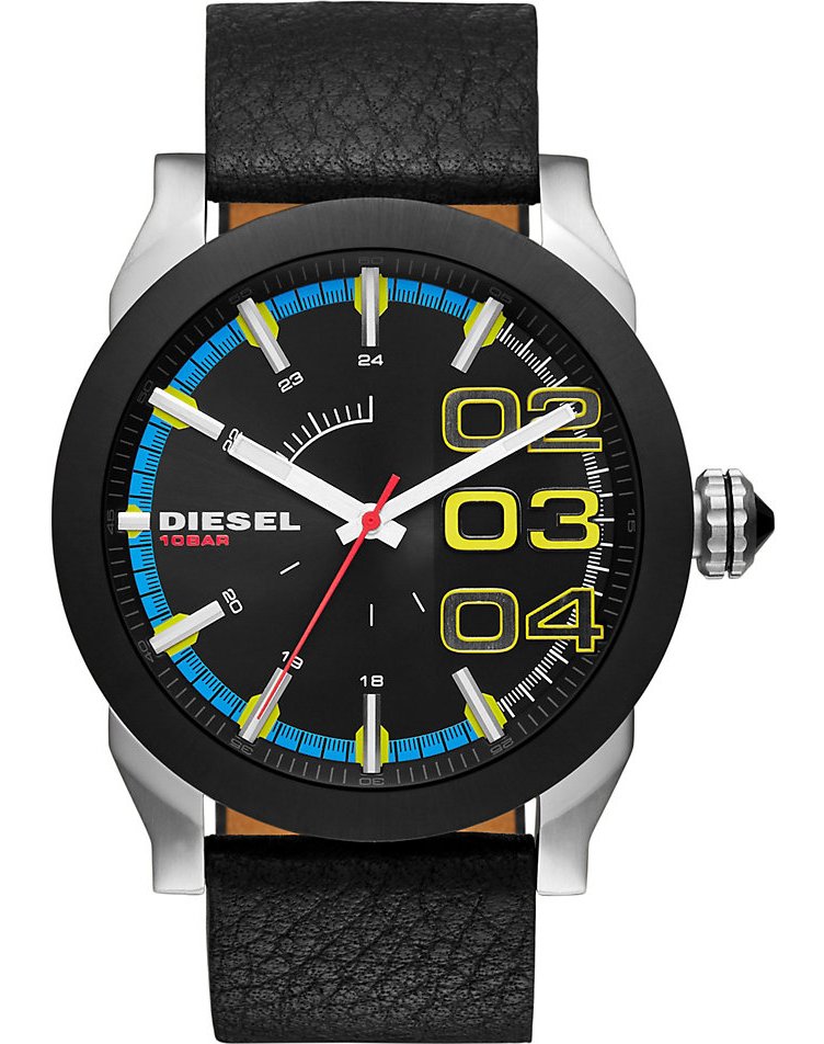 Diesel Watches : DZ1677 Quartz Analog Black Leather Men Watch