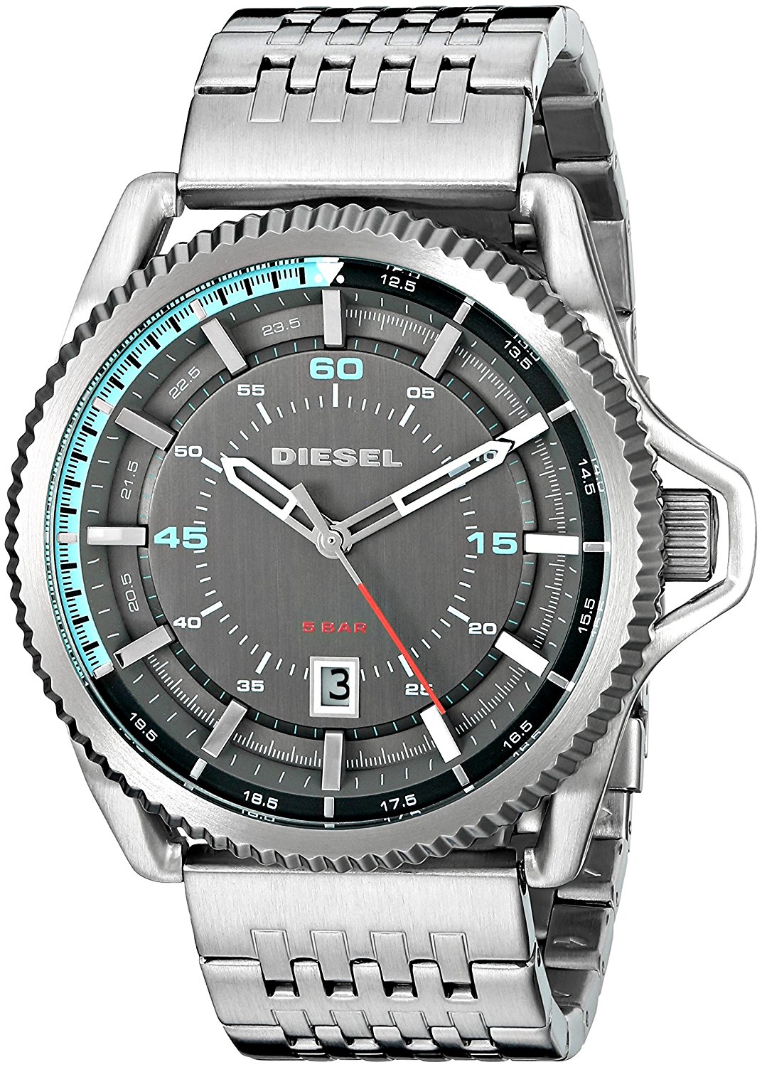 Diesel Watches : DZ1729 Grey Dial Stainless Steel Band Men Watch