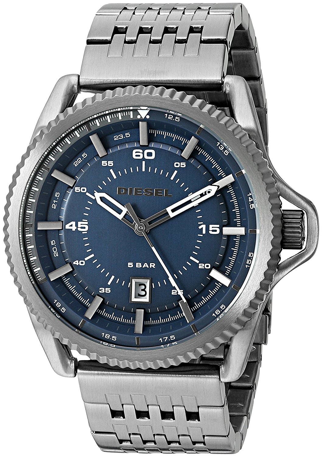 Diesel Watches : DZ1753 Blue Dial Stainless Steel Band Men Watch