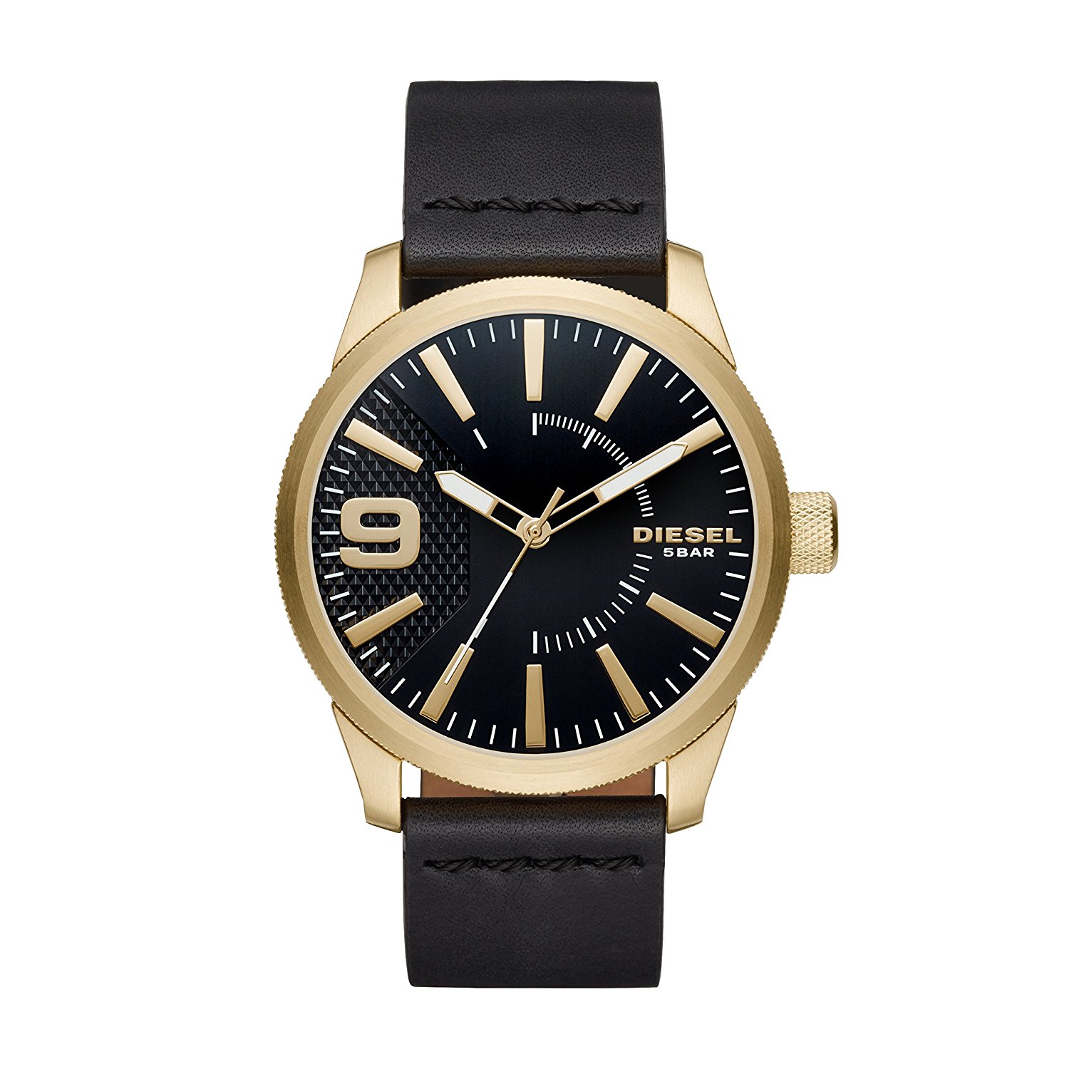Diesel Watches : DZ1801 Black Dial Leather Men Watch