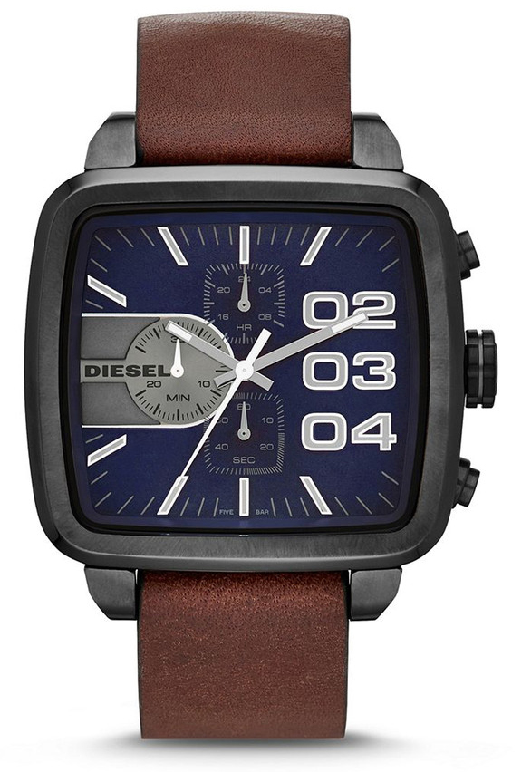 Diesel Watches : DZ4302 Quartz Chronograph Brown Leather Square Men Watch