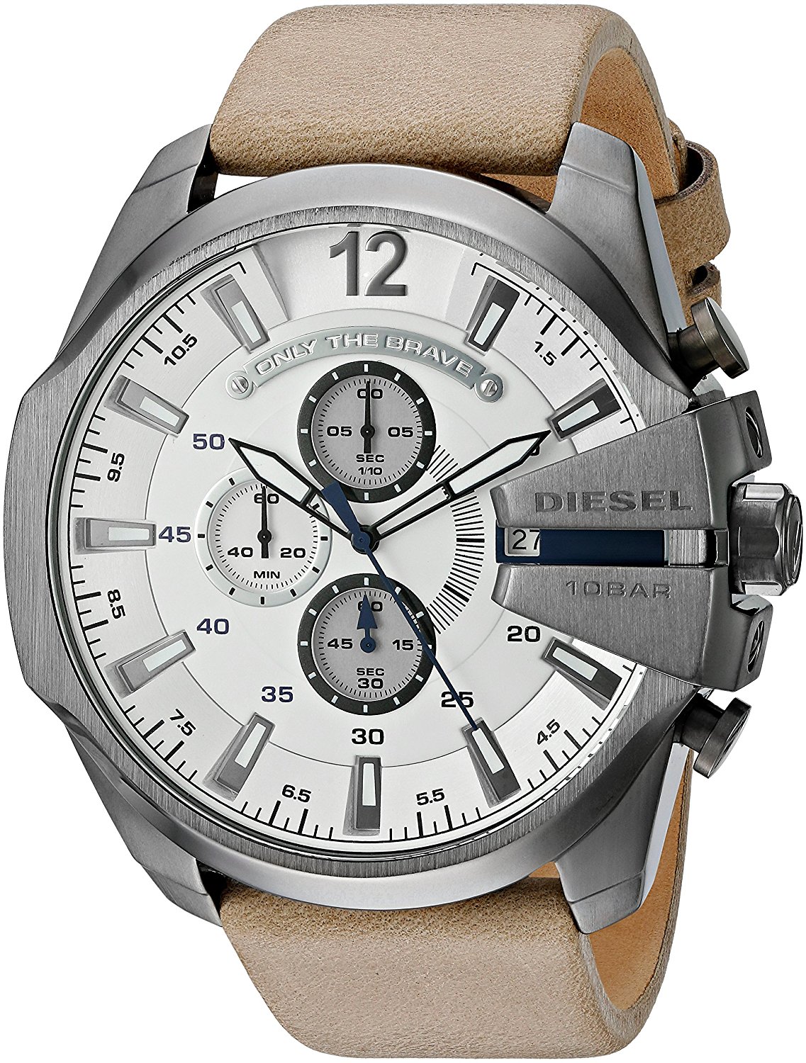 Diesel Watches : DZ4359 Quartz Chronograph Date Beige Leather Men Watch