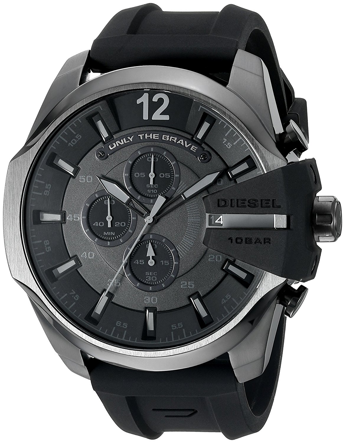 Diesel Watches : DZ4378 Black Dial Chronograph Date Black Silicone Men Watch