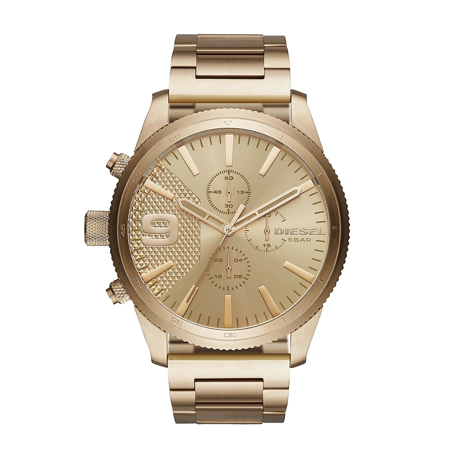 Diesel Watches : DZ4446 Gold Dial Stop Watch Men Watch