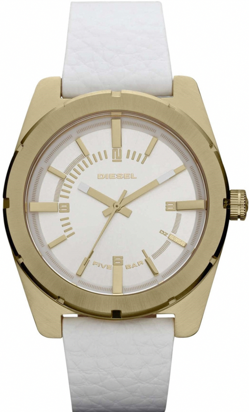 Diesel Watches : DZ5356 Quartz Analog White Leather Strap Men Watch