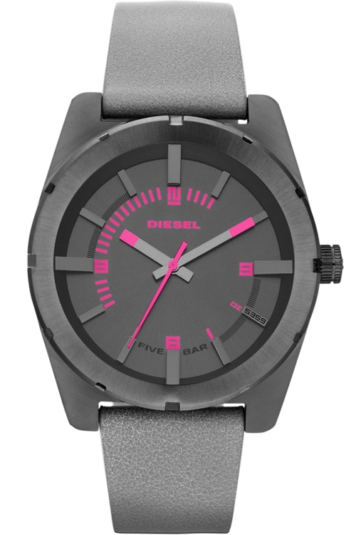 Diesel Watches : DZ5359 Quartz Gray Dial Stainless Steel Case With Gray Leather Strap Women Watch