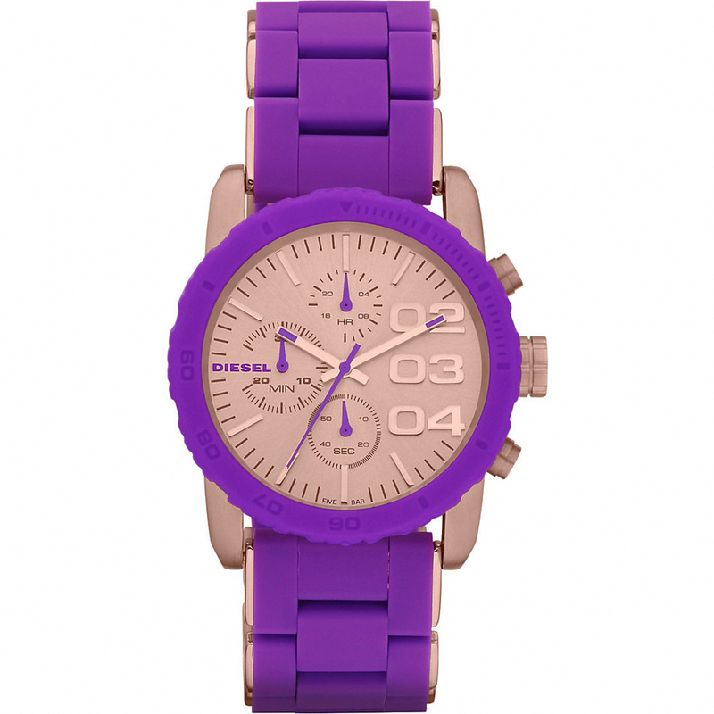 Diesel Watches : DZ5361 Quartz Chronograph Dial Purple Plastic Women Watch