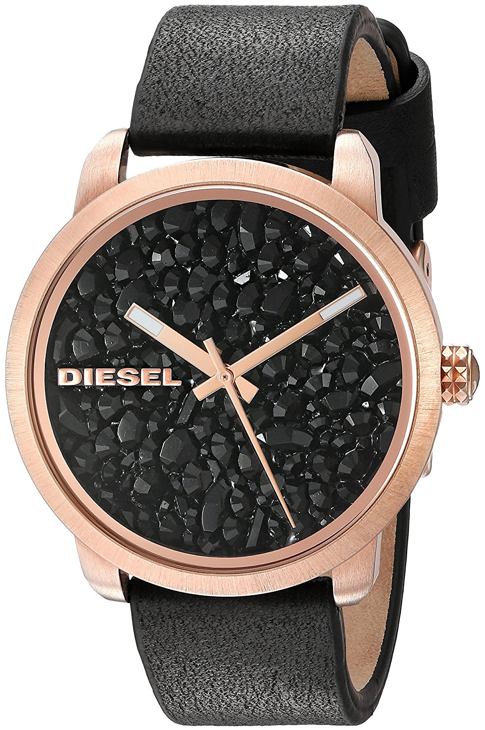 Diesel Watches : DZ5520 Quartz Black Metallic Geode Dial Black Leather Women Watch