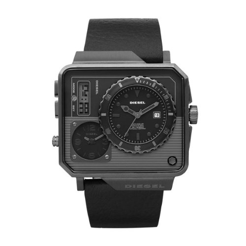 Diesel Watches : DZ7241 Quartz Stainless Steel Case With Black Leather Strap Men Watch