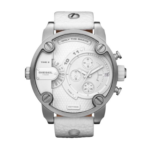 Diesel Watches : DZ7265 Quartz Stainless Steel Case With Stainless White Leather Strap Men Watch