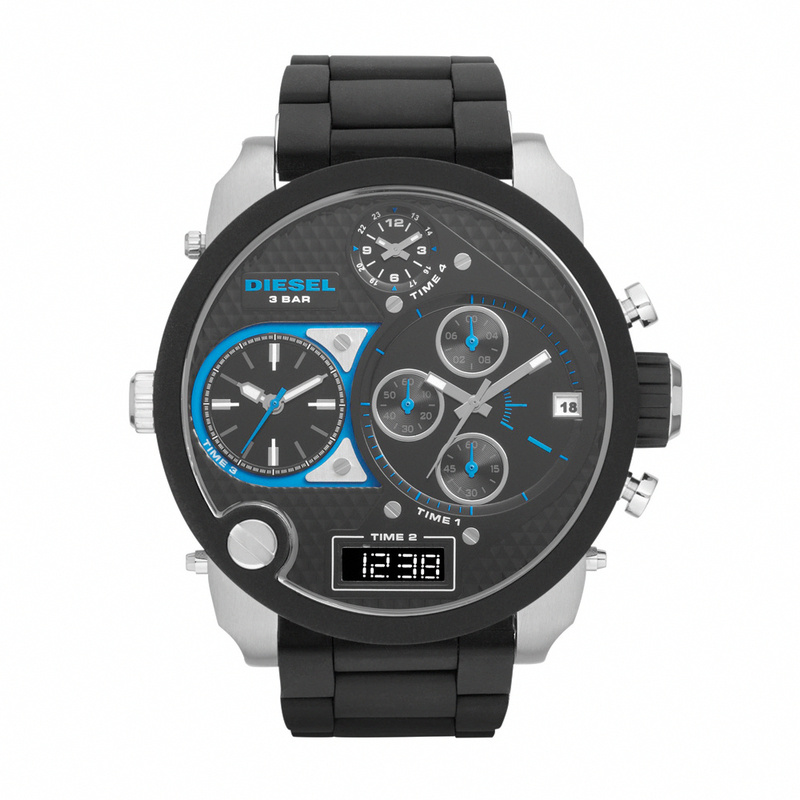 Diesel Watches : DZ7278 Quartz Black Dial Stainless Steel Case With Black Leather Strap Men Watch