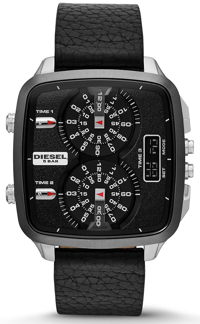 Diesel Watches : DZ7302 Quartz Analog Digital Black Dial Leather Men Watch