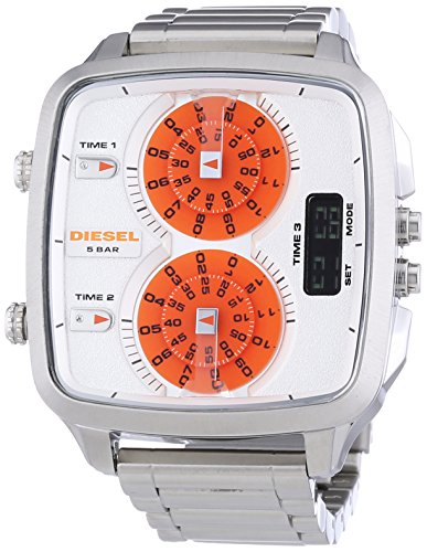 Diesel Watches : DZ7304 Quartz Triple Time Orange Dial Stainless Steel Men Watch