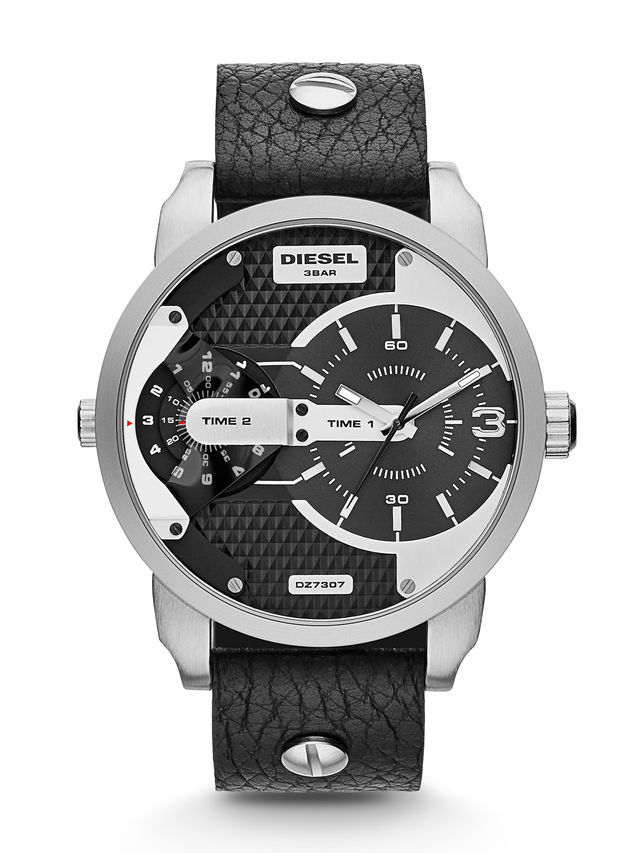Diesel Watches : DZ7307 Quartz Dual Time Black Dial Leather Men Watch