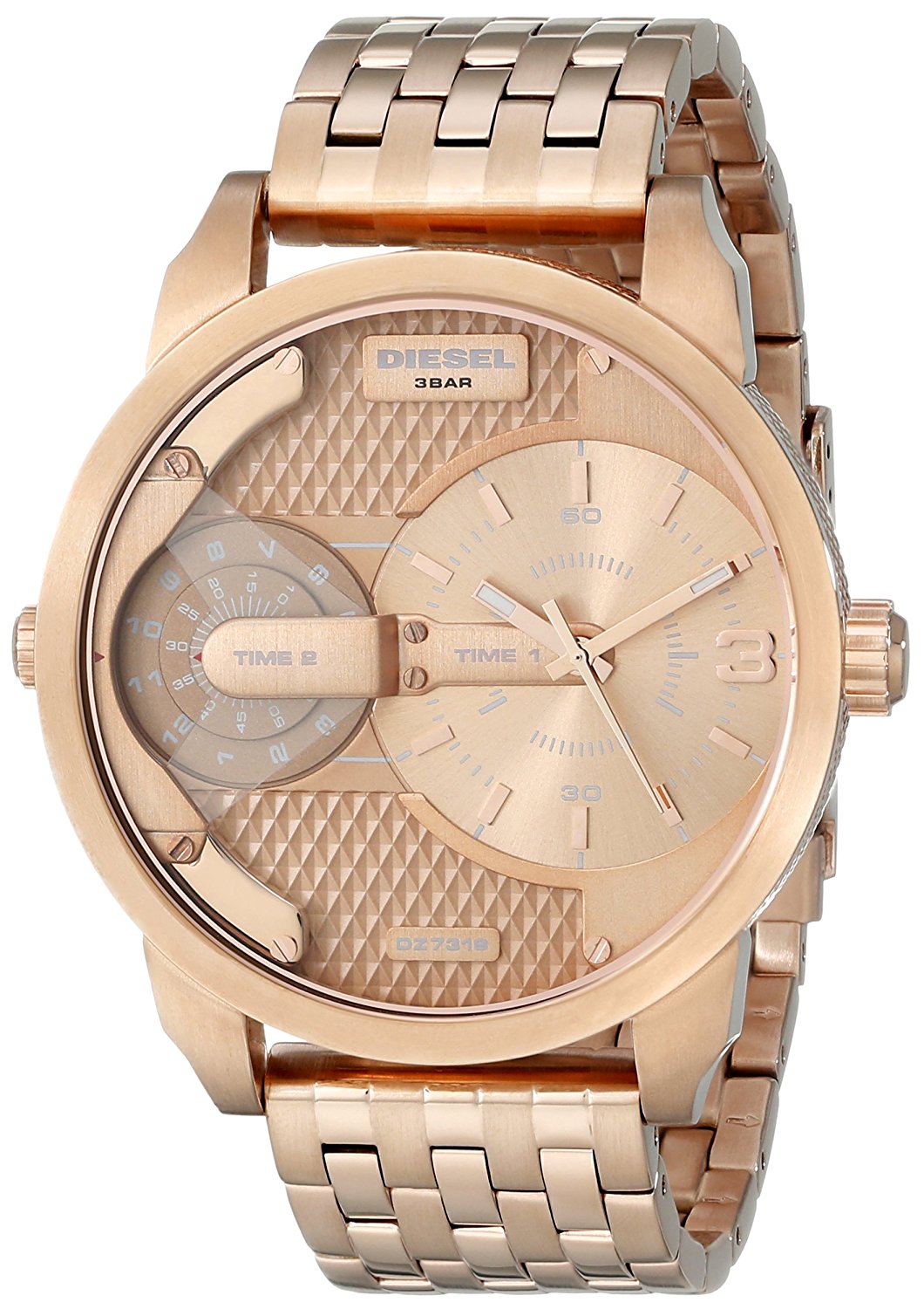 Diesel Watches : DZ7318 Rose Gold Dial Stainless Steel Band Men Watch