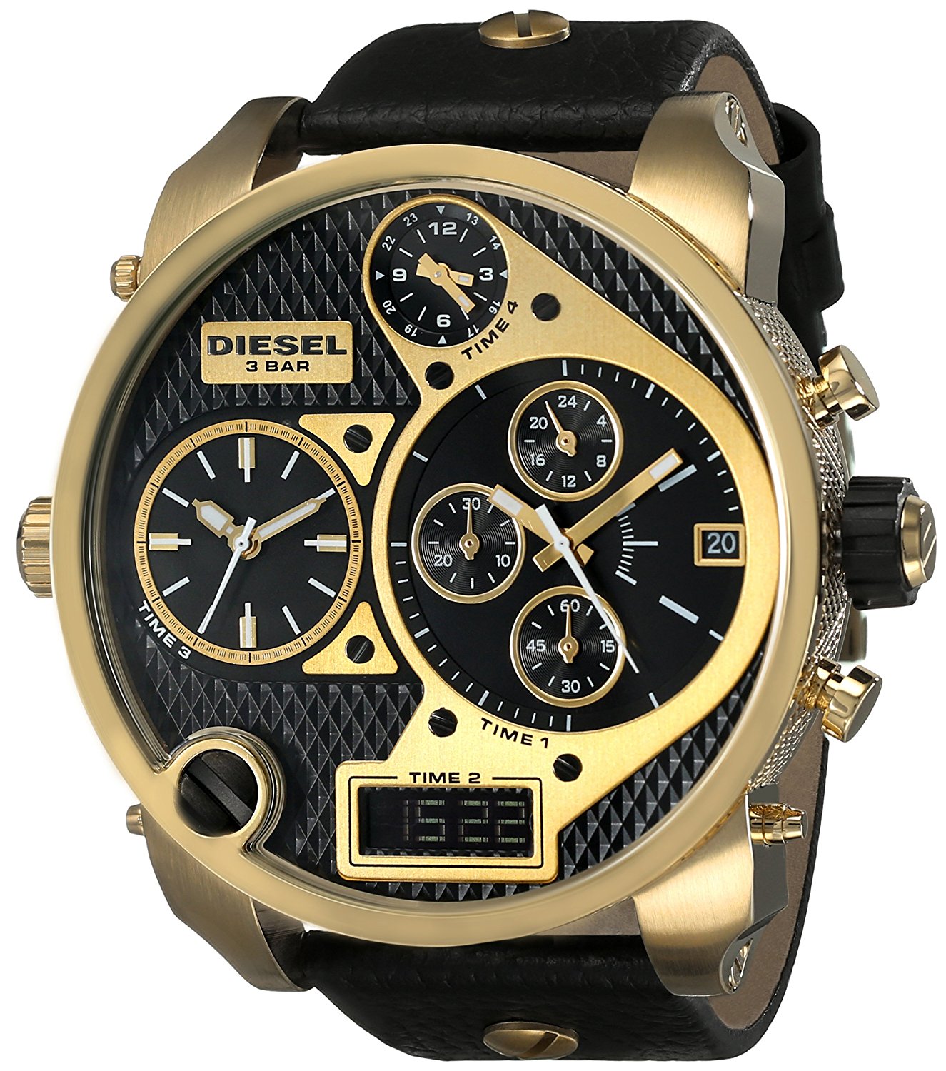 Diesel Watches : DZ7323 Quartz Mr Daddy Chronograph Black Leather Men Watch