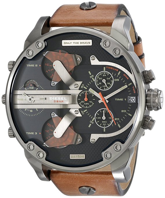 Diesel Watches : DZ7332 Quartz Mr.Daddy 2.0 4 Time Zone Brown Leather Men Watch