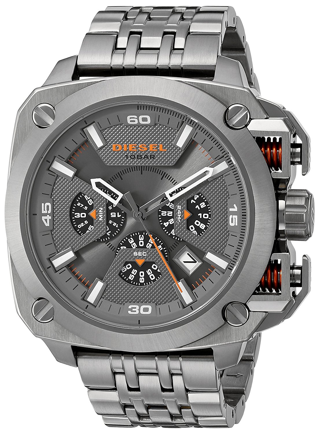Diesel Watches : DZ7344 Grey Dial Stainless Steel Band Men Watch