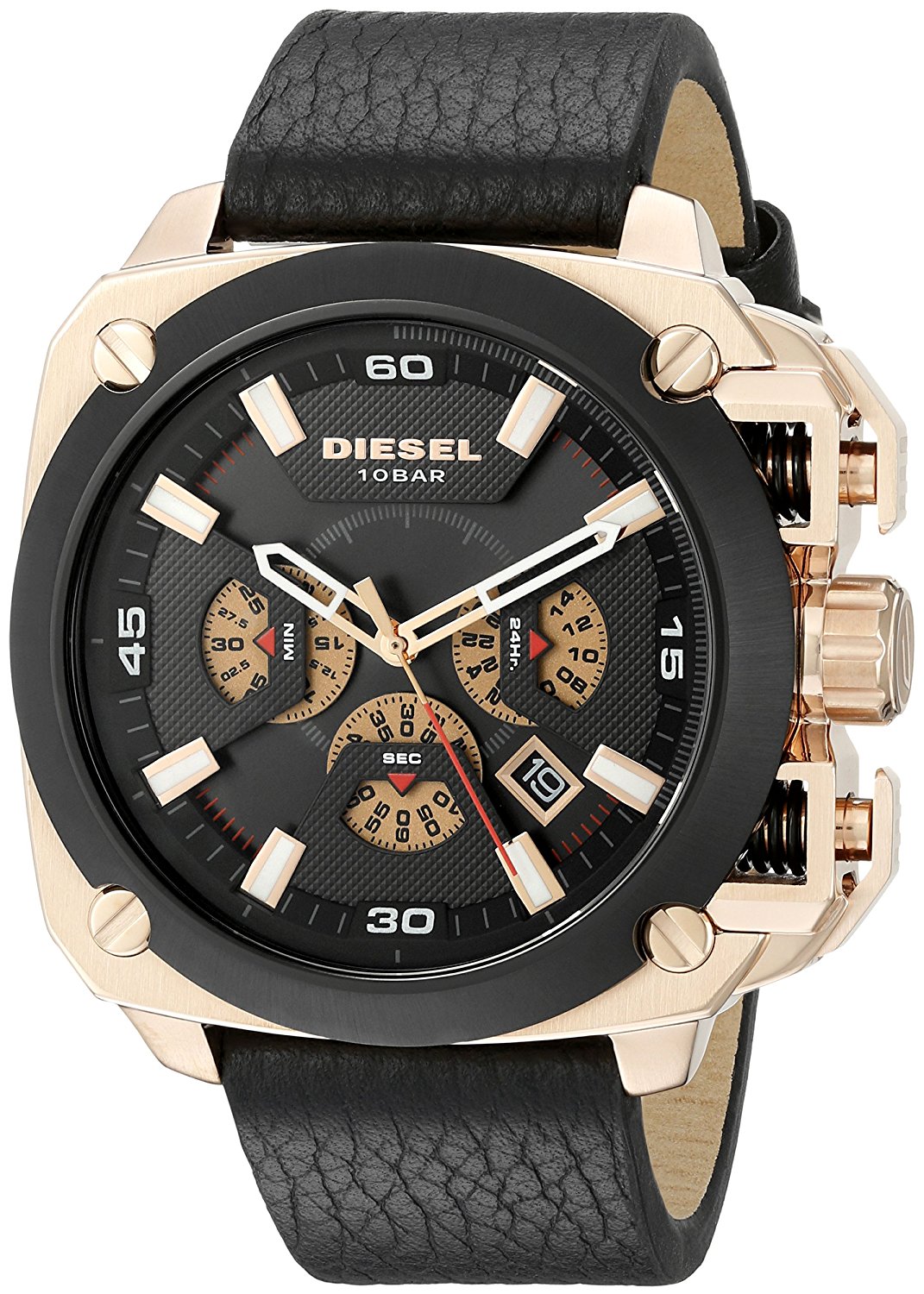 Diesel Watches : DZ7346 Quartz BAMF Chronograph Date Black Leather Men Watch